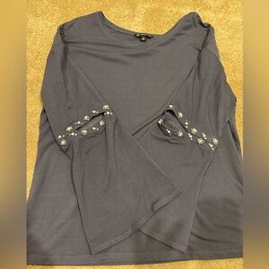 Ladies grey INC top with embellished sleeves sz XL
